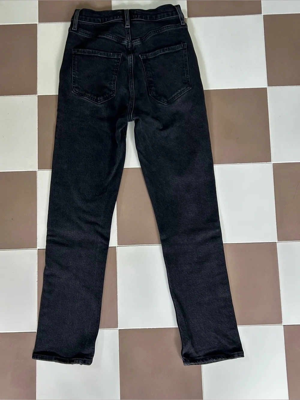 AGOLDE Riley High Rise Straight Crop Jeans 24 Panoramic Black